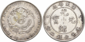 CHINA, Qīng dynasty. Dézōng (Guāngxù), 1875-1908. 7 Mace 2 Candareens – Dollar (Silver, 39 mm, 27.47 g, 12 h), Guăngdōng (Kwang-Tung) province, no dat...