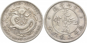 CHINA, Qīng dynasty. Pǔyí (Xuāntǒng), 1908-1911. 3 Mace and 6 Candareens – 50 Cents (Silver, 33 mm, 13.19 g, 1 h), Yúnnán (Yun-Nan) province, no date ...
