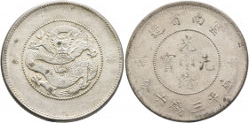 CHINA, Qīng dynasty. Pǔyí (Xuāntǒng), 1908-1911. 1/2 Yuán - 50 Cents (Silver, 33 mm, 13.78 g, 12 h), posthumous issue, Yúnnán (Yun-Nan) province, no d...