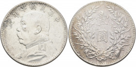 CHINA, ZHŌNGHUÁ MÍNGUÓ (REPUBLIC OF CHINA). 1912-1949. Yuán – Dollar (Silver, 38 mm, 26.71 g, 12 h), variety with seven characters, year 10 = 1921. Ye...