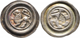 GERMANY. Braunschweig-Lüneburg. Heinrich der Löwe, 1142-1195. Bracteate (Silver, 22 mm, 0.55 g), Lüneburg. Lion walking left. Rev. Incuse of obverse. ...