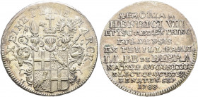 GERMANY. Fulda. Heinrich VIII. von Bibra, 1759-1788. 20 Kreuzer 1788 (Silver, 27 mm, 6.65 g, 12 h), on his death. LX EINE FEINE MARCK Quartered arms w...