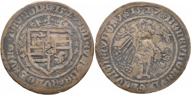 GERMANY. Nürnberg (Rechenpfennige). Rechenpfennig 1527 (Bronze, 33 mm, 4.22 g, 9 h) Meaningless legend around crowned arms. Rev. Meaningless legend ar...