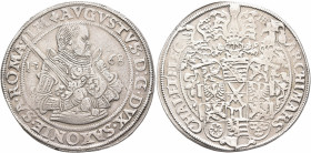 GERMANY. Sachsen-Albertinische Linie. August, 1553-1586. Taler 1568 (Silver, 39 mm, 28.33 g, 4 h), Dresden. ✠AVGVSTVS D G DVX SAXONIE SA ROMA IM Cuira...