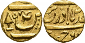 INDIA, Princely States. Patiala. Bhupindar Singh, 1900-1938. 2/3 Mohur (Gold, 16 mm, 7.43 g, 3 h), in the name of Ahmad Shah, Vikram Samvat (19)58 = A...