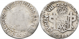MEXICO, Guerra de Independencia. 2 Reales 1811 (Silver, 26 mm, 5.93 g, 6 h), Zacatecas. In the name of Fernando VII. MONEDA PROVISIONAL DE ZACATECAS /...