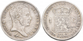 NETHERLANDS. William I, 1815-1840. Gulden 1821 (Silver, 30 mm, 10.67 g, 6 h), Utrecht WILLEM KONING DER NED•G•H•V•L• Bare head of William I to right. ...