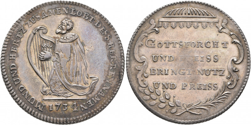 SWITZERLAND. Bern. Stadt. Medal 1734 (Silver, 37 mm, 17.87 g, 12 h), Psalmpfenni...