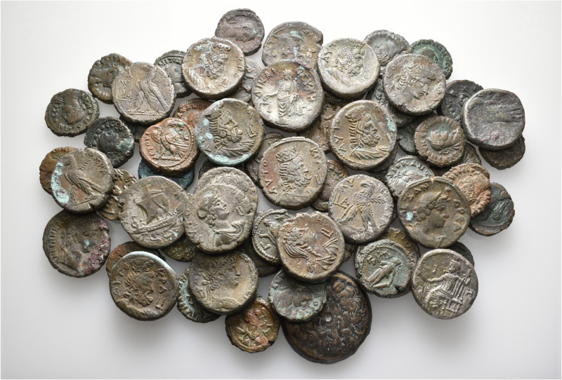 A lot containing 66 billon and bronze coins. All: Roman Provincial (Alexandria)....