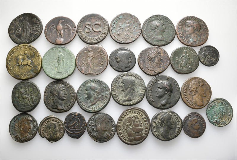 A lot containing 27 bronze coins. Including: Roman Republican and Roman Imperial...