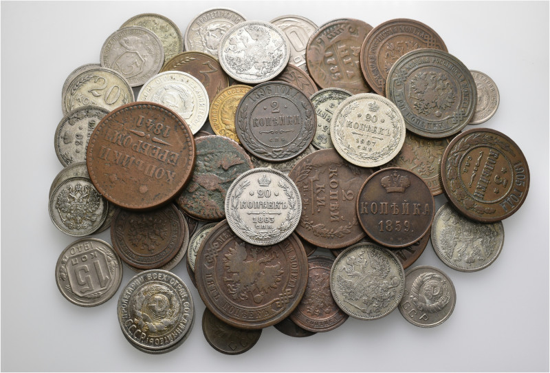 A lot containing 55 silver and bronze coins. All: Russia. Fine to good very fine...