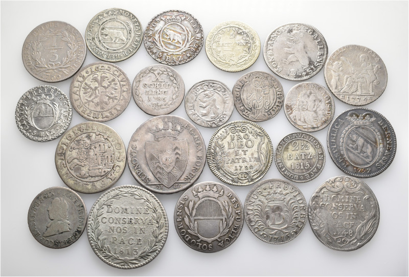 A lot containing 22 silver coins. All: Switzerland ('Kantonsmünzen'). About very...