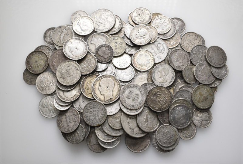 A lot containing 134 silver coins. All: World. Fine to very fine. LOT SOLD AS IS...