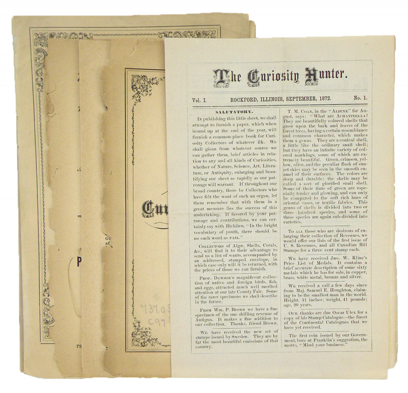 Andrus, D.A.K. [publisher]. THE CURIOSITY HUNTER. Volume I, Nos. 1 and 4, and Vo...