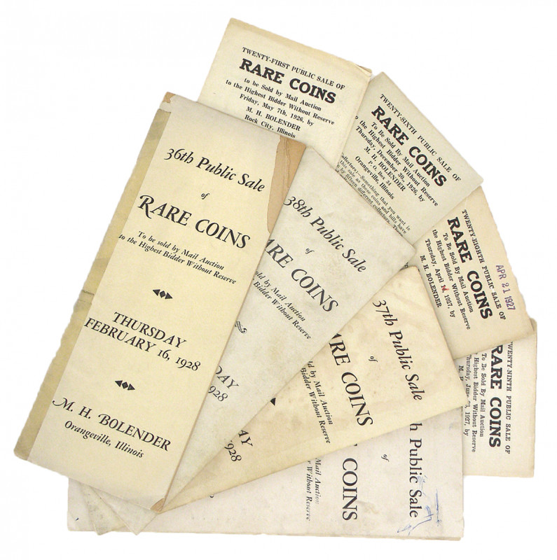 Bolender, M.H. NUMISMATIC AUCTION SALES. Group of 164 auction catalogues, 1926-1...