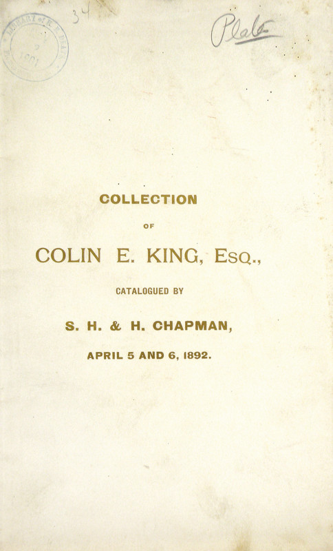 Chapman, S.H. & H. CATALOGUE OF THE COLLECTION OF GREEK, ROMAN, MODERN AND AMERI...