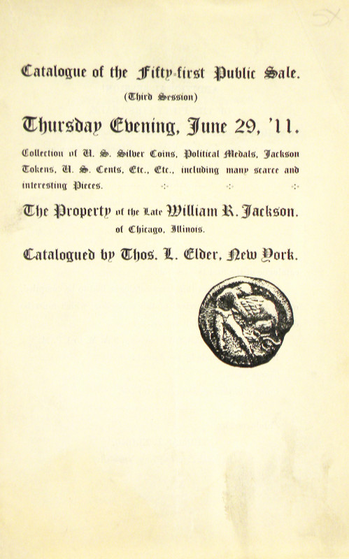 Elder, Thomas L. CATALOGUE OF THE FIFTY-FIRST PUBLIC SALE. (THIRD SESSION). COLL...