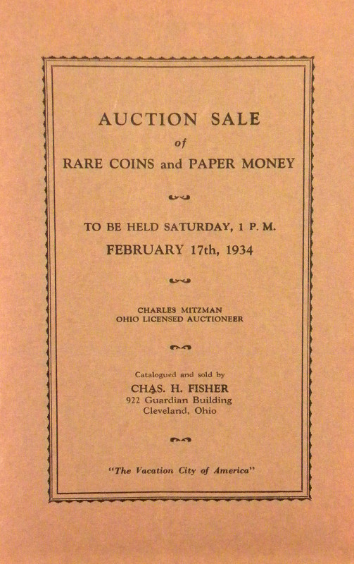 Fisher, Chas. H. AUCTION SALE CATALOGUES. Cleveland, 1930-1945. A nearly complet...