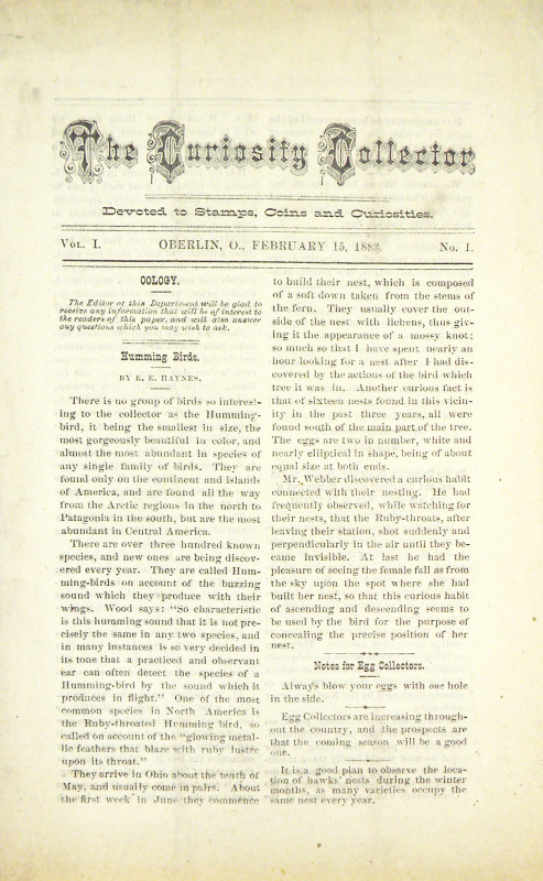 Laurel Stamp Company [publisher]. THE CURIOSITY COLLECTOR. Two issues: Volume I,...