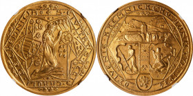 CZECHOSLOVAKIA. Gold Medallic 10 Ducats Restrike, "1934" (1971). Kremnica Mint. NGC MS-64.
cf. Fr-13 (for original); cf. KMX-21 (same); Novotny-VI.A ...