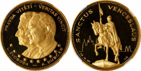 CZECHOSLOVAKIA. Gold Medallic 10 Ducats, ND (ca. 1968). Kremnica Mint. NGC PROOF-66 Ultra Cameo.
Fr-Unlisted; KMX-37; Novotny-Unlisted. Mintage: 5,00...