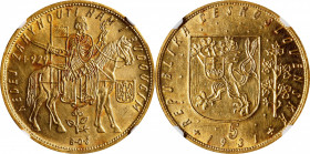 CZECHOSLOVAKIA. 5 Ducats, 1931. Kremnica Mint. NGC MS-62.
Fr-5; KM-13; Novotny-18. Mintage: 1,528. An intensely demanded type, the present specimen p...