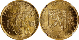 CZECHOSLOVAKIA. 5 Ducats, 1935. Kremnica Mint. NGC MS-65.
Fr-5; KM-13; Novotny-18 (RR). Mintage: 1,037. Undoubtedly an elite coin on preservation and...