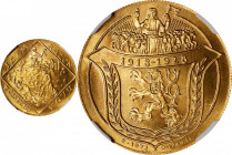 CZECHOSLOVAKIA. Gold Medallic 4 Ducats Restrike, "1928" (1973). Kremnica Mint. NGC MS-68.
Fr-6; KMX-4; Novotny-I.A. By: Otakar Spaniel. Obverse: Sain...