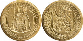CZECHOSLOVAKIA. 2 Ducats, 1923. Kremnica Mint. NGC MS-62.
Fr-1; KM-9; Novotny-17. Mintage: 4,000. Displaying near-Choice beauty, this Double Ducat co...