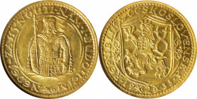 CZECHOSLOVAKIA. 2 Ducats, 1933. Kremnica Mint. NGC MS-65.
Fr-1; KM-9; Novotny-17. Mintage: 4,671. A sparkling Gem, this enchantress displays a thorou...