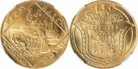 CZECHOSLOVAKIA. Gold Medallic 2 Ducats Restrike, "1928" (1974). Kremnica Mint. NGC MS-68.
cf. Fr-7 (for original); KMX-3; Novotny-I.B (same). By: Ota...