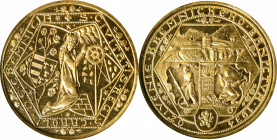 CZECHOSLOVAKIA. Gold Medallic 2 Ducats, 1934. Kremnica Mint. NGC MS-65 Prooflike.
Fr-15; KMX-19; Novotny-VI.C (RRRR). Mintage: 159. By: Anton Ham. Ob...