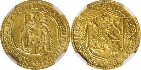 CZECHOSLOVAKIA. Ducat, 1928. Kremnica Mint. NGC MS-64.
Fr-2; KM-8; Novotny-16. A stunning near-Gem, the present offering provides a copious amount of...