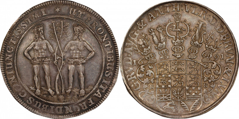 GERMANY. Brunswick-Luneburg: Brunswick. Taler, 1691-RB. Zellerfeld Mint. Rudolph...