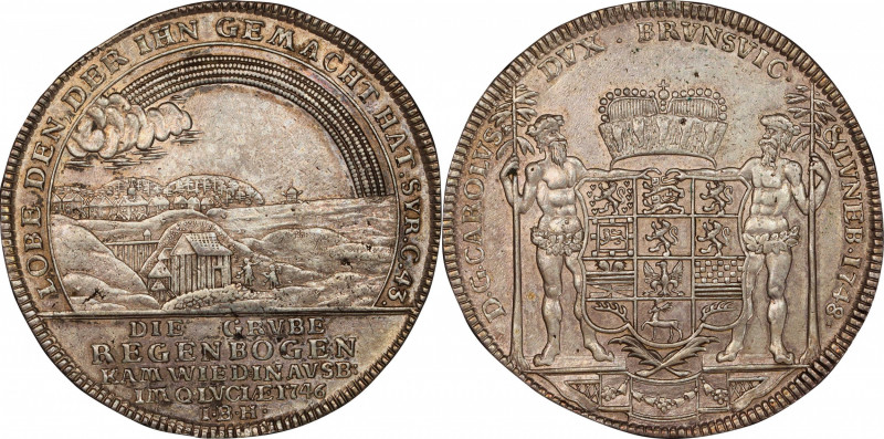 GERMANY. Brunswick-Luneburg: Brunswick. "Mining" Taler, 1748-IBH. Zellerfeld Min...