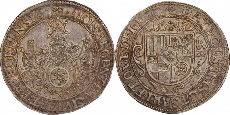 GERMANY. Erfurt. Taler, 1617-AW. Erfurt Mint. PCGS MS-62.
Dav-5262; KM-19.1; Le...