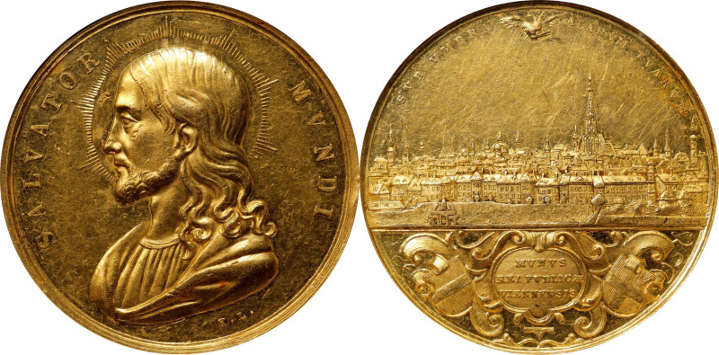 AUSTRIA. Vienna. Salvator Mundi Gold Medal of 6 Ducats Weight, ND (ca. mid-19th ...