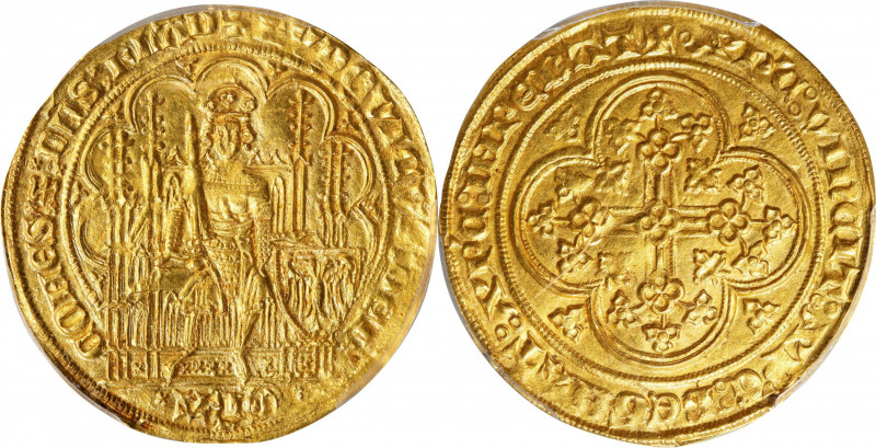 BELGIUM. Flanders. Chaise d'Or, ND (1346-84). Ghent or Mechelen Mint. Louis II d...