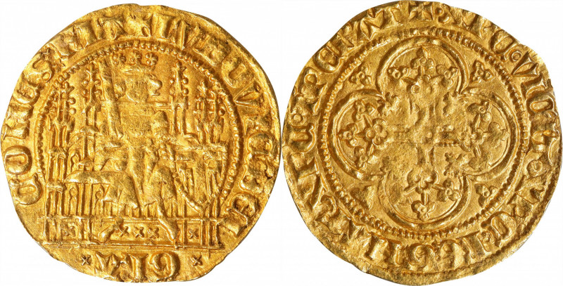 BELGIUM. Flanders. 1/4 Chaise d'Or, ND (1346-84). Ghent or Mechelen Mint. Louis ...