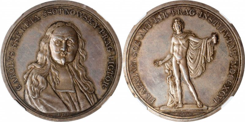 BOHEMIA. Karl Ssatnovksy Silver Award Medal, "1796" (ca. early 19th Century). NG...