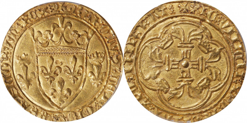 FRANCE. Ecu d'Or, ND (1422-61). Toulouse Mint. Charles VII. PCGS MS-62.
Fr-307;...