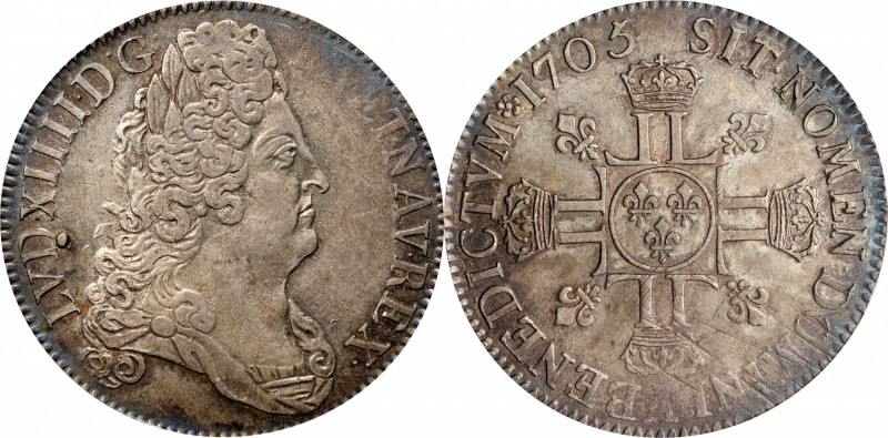 FRANCE. Ecu, 1705-A. Paris Mint. Louis XIV. PCGS AU-55.
Dav-1322; KM-362.1; Gad...