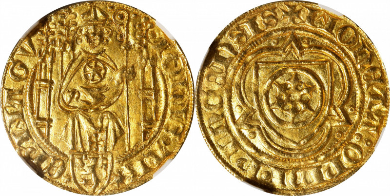 GERMANY. Mainz. Goldgulden, ND (1397-99). Bingen Mint. Johann II von Nassau. NGC...