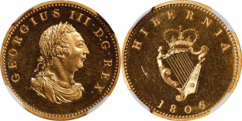 IRELAND. Gilt Copper Farthing, 1806/5. Soho (Birmingham) Mint. George III. NGC P...