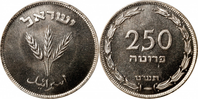 ISRAEL. 250 Pruta, JE 5709 (1949). Birmingham (Heaton) Mint. PCGS SPECIMEN-66.
...