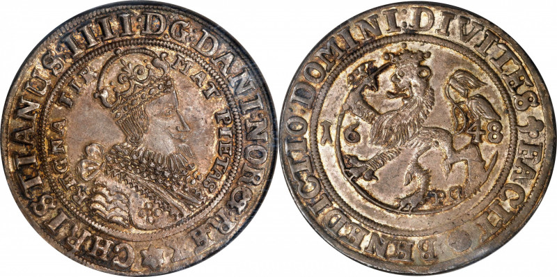 NORWAY. Speciedaler, 1648-PG. Christiania Mint. Christian IV. NGC MS-63.
Dav-35...