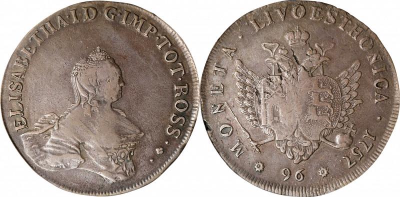 RUSSIA. Livonia & Estonia. 96 Kopecks, 1757. Moscow Mint. Elizabeth. PCGS Genuin...