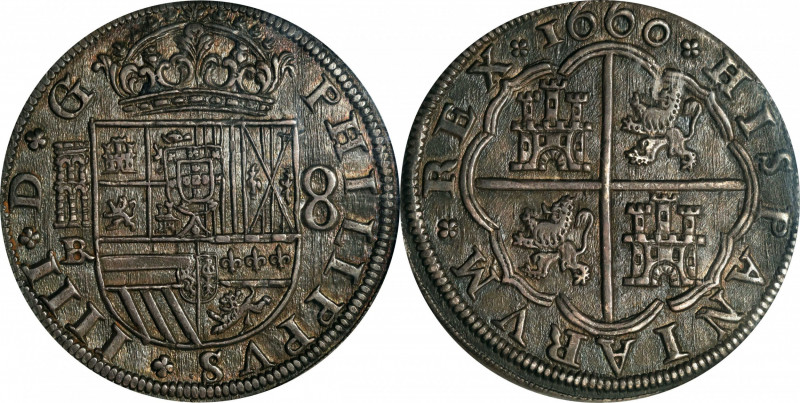 SPAIN. 8 Reales, 1660-BR. Segovia Mint; mm: aqueduct. Philip IV. PCGS MS-63.
KM...