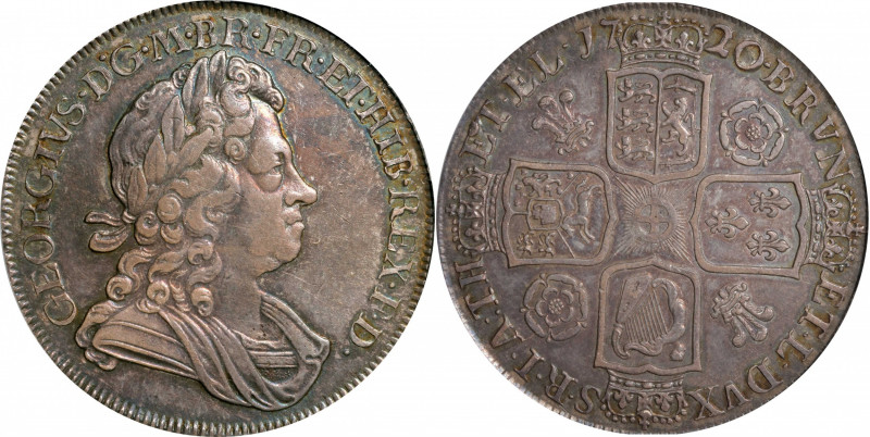 GREAT BRITAIN. Crown, 1720/18 Year SEXTO. London Mint. George I. PCGS AU-50.
S-...