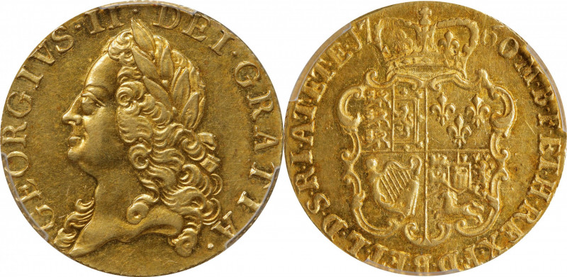 GREAT BRITAIN. Guinea, 1760. London Mint. George II. PCGS AU-58.
S-3680; Fr-344...